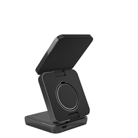 Station de charge sans fil magnétique pliable 3 en 1 pour téléphone portable, chargeur de bureau à charge rapide, support de charge multifonctionnel