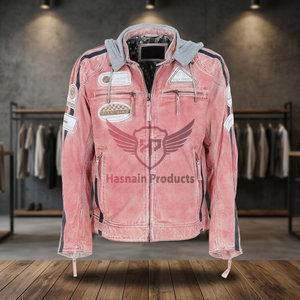 Egal Veste en cuir rouge élégante pour hommes avec capuche détachable Style High Street pour les vêtements d'hiver à la mode - Product Image 3
