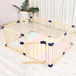 Parc pour bébé en bois, parc de jeu réglable extra large, clôture de sécurité pour salon, chambre, crèche, parc pour bébé en bois pliable - Product Image 1