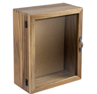 Cadre photo rectangulaire de luxe en bois brûlé et acrylique, durable et écologique, avec porte à charnière, fond en liège et tableau d'affichage pour paysages.