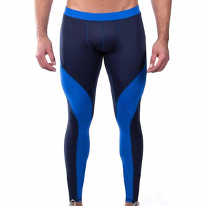 Leggings de compression ajustés pour hommes, respirants, antibactériens, séchage rapide, en Spandex/Polyester, avec fermeture élastique à la taille et poches - Product Image 1