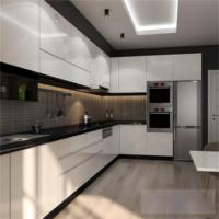 Meuble de buanderie moderne en bois noir sur mesure, professionnel, pré-assemblé, modulaire, fabriqué en Chine, avec finition en marbre stratifié