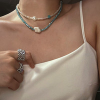 Bijoux d'été bohème ras du cou vintage fleur oeil perles d'eau douce collier de perles pour femmes filles