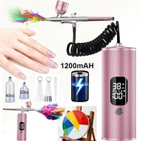 Kit aérographe portable pour ongles avec compresseur, machine à aérographe manuelle pour la peinture des ongles, la coloration des moules à gâteaux et le maquillage
