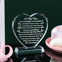 Plaque en cristal en forme de cœur avec impression UV, récompenses gravées sur verre pour les cadeaux de fête des mères, d'anniversaire, de Thanksgiving