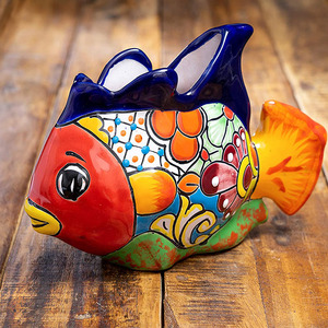 Maceta de Cerámica Mexicana <span class=keywords><strong>Talavera</strong></span>, Maceta para Plantas Beta, Maceta para Flores, Decoración de Jardín, Tema Oceánico, Vida Marina, Criatura Animal - Product Image 5