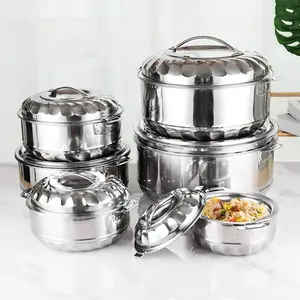 S/S双层甲板保温生鲜食品盒大容量6 Pcs 1L 2L 3L 5L 7L 10L火锅食品容器保温器套装