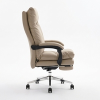 Chaise de bureau confortable en cuir, chaise de direction à dossier haut inclinable avec repose-pieds pour le bureau du directeur général