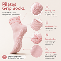 Chaussettes de yoga en coton tricoté personnalisées de haute qualité pour femmes, antidérapantes, pour Pilates et fitness, avec grip et lanières