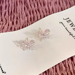 Boucles d'oreilles papillon en zircon, argent sterling 925, rose et bleu, pour femmes, à porter au quotidien, bijoux tendance - Product Image 3