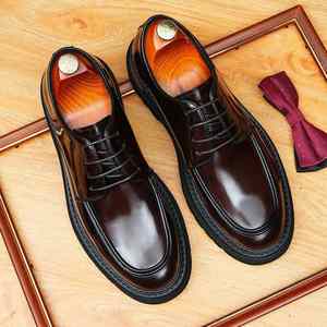 Chaussures de ville haut de gamme pour hommes en cuir véritable à bout pointu, chaussures de mariage en cuir, chaussures décontractées brillantes à lacets, grandes tailles - Product Image 4