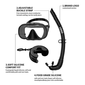 משקפי צלילה מקצועיים עמידים סט שנורקלינג HD Vision נגד ערפל עדשת זכוכית מחוסמת סיליקון רך שנורקל מתקפל - Product Image 2