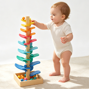 Rainbow <strong>Marble</strong> Run <strong>Tree</strong> Toy, Wooden Musical Ball Track Toy for Kids, Montessori Educational Sensory Toy - Product Image 3