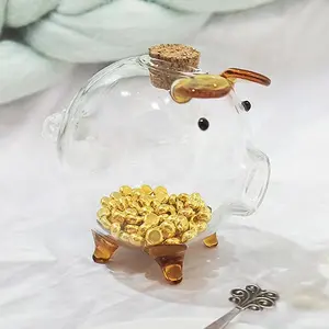 Creatief Piggy Pig Design Glazen Spaarpot Schattig Home Praktische Besparing Glazen Pot Opbergdoos Glas Spaarpot