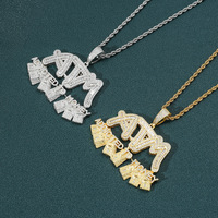 Pendentif Dollar ATM en gros, serti de zircone cubique, bijoux Hip Hop pour hommes