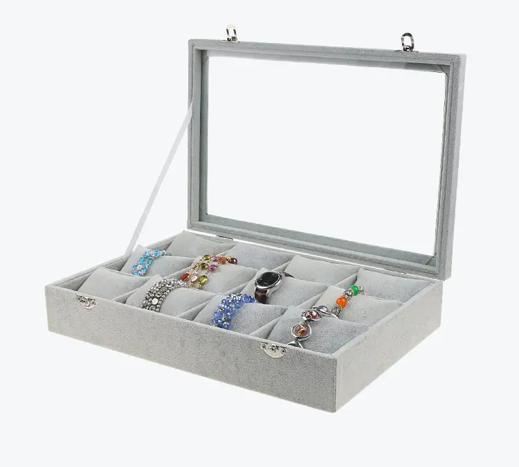 스웨이드 팔찌 팔찌 시계 디스플레이 트레이 보석 상자 머리 보석 포장 디스플레이 저장 상자 도매