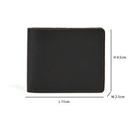 Dompet Kulit Asli Crazy Horse Kustom untuk Pria, Dompet Lipat Vintage, Dompet Pendek dengan Logo OEM, Dompet Pria