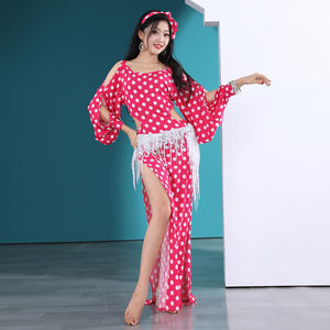 Traje de Danza del Vientre Willyoung <span class=keywords><strong>para</strong></span> Mujer, Vestidos Folclóricos con Estampado de Lunares, <span class=keywords><strong>Ropa</strong></span> de Práctica de Danza Oriental, Origen Guangdong - Product Image 2