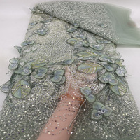 Nouvelle Tendance : Tissu en Dentelle Brodé de Perles Laser et Paillettes 3D Tricoté Robuste et Écologique pour Robes de Mariée et Accessoires Féminins