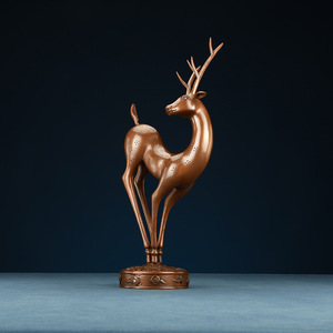 Figurine de cerf en bronze Copper World, faite à la main, décoration pour salon et bureau, cadeau de pendaison de crémaillère - Product Image 2