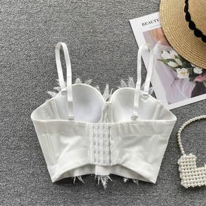 <span class=keywords><strong>Canotta</strong></span> di lusso ricamata di perle lucide in <span class=keywords><strong>pizzo</strong></span> da donna con fionda <span class=keywords><strong>bianca</strong></span> a fiori da donna biancheria intima Lingerie - Product Image 4