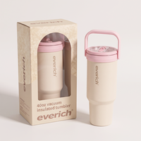Nouvel Arrivage – Gobelet Isotherme de Voyage Mignon en Acier Inoxydable 304 à Double Paroi, Sans BPA, 40 oz, avec Paille et Poignée