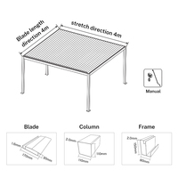 Vente chaude Pergolas en aluminium bioclimatique Kits d'ombrage solaire extérieur à persiennes manuelles avec cadre enduit de poudre