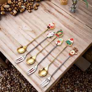 Juego de Cubiertos de Acero Inoxidable Más Vendido con Diseño de Silicona de Goma, Incluye Cuchara y Tenedor para Niños, Ideal para Regalo, Procedente de la India - Product Image 3