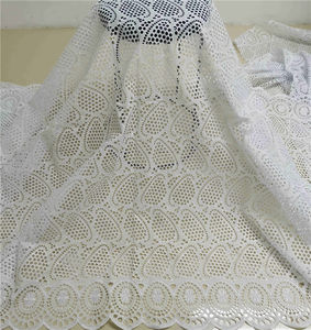 Tissu africain en dentelle Blanc Tissu pour vêtements <span class=keywords><strong>Bazin</strong></span> 5 Yards Stones <span class=keywords><strong>Bazin</strong></span> Riche <span class=keywords><strong>Brode</strong></span> - Product Image 1