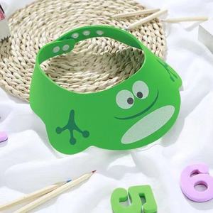 Green Frog Cartoon <b>Bath</b> Cap Adjustable Silicone Shower Cap For Kids Baby Shampoo Protection - Product Image 1