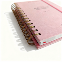Carnet à spirale YO en flanelle à couverture rigide, journal/agenda avec estampage à chaud doré, bande élastique, poche arrière, coins arrondis, planificateur personnalisé