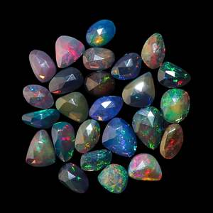 GEMKORA Ópalo negro, piedra preciosa, corte de pera, corte de rosa, ópalo natural para la fabricación de joyas, 10 piezas - Product Image 2