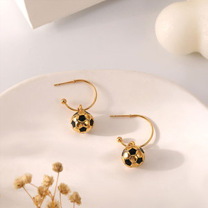 Boucles d'oreilles pendantes de sport en acier inoxydable 316L plaqué or 14k 18k pour femmes, vente en gros de mode - Product Image 1