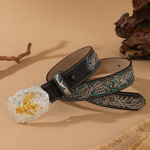 <span class=keywords><strong>Ceinture</strong></span> en <span class=keywords><strong>cuir</strong></span> personnalisée pour <span class=keywords><strong>homme</strong></span> avec boucle en alliage rétro de style ethnique vintage, longueur 105-125 cm, vente en gros d'usine - Product Image 2