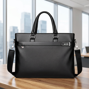 Custom PU <b>Leather</b> <b>Soft</b> Casual Men's Business Briefcase Large Capacity Comfortable File & Computer Shoulder <b>Bag</b> - Product Image 2