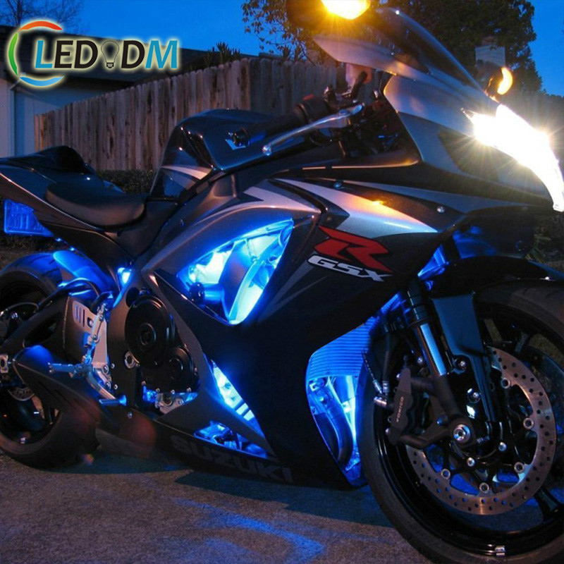 In magazzino Kit luce LED moto RGB impermeabile accento bagliore luci effetto terra per Harley Davidson ecc