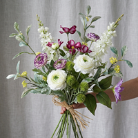 Bouquets de Mariage pour la Mariée et les Demoiselles d'Honneur, Roses Artificielles Blanches Champagne, Décoration de Mariage