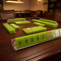 Mahjong Americano Verde Lima, Juego Completo de 166 Fichas Acrílicas, con Soporte, Diseño Moderno y Lujoso, Plegable