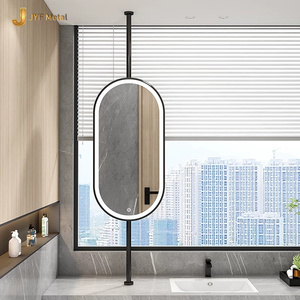 C420 Modern Large LED-Lit Rectangle <b>Silver</b> Makeup <b>Mirror</b> Stainless Steel <b>Mirror</b> Frame <b>Wall</b>-Mounted Bathroom and Hotel Decor - Product Image 2