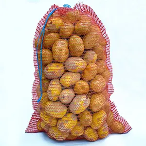 Custom 25KG 50LB Vegetables Fruits PE Raschel Mesh Bag For Onion Potato Agricultural Packaging