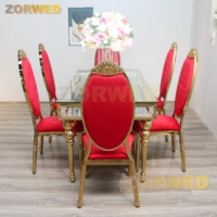 Vente en gros de meubles pour hôtel, tables et chaises de fête pour banquets, métal doré, velours rouge