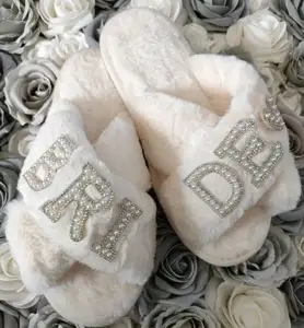 bride to be party decorations slippers Pearl slippers bride bridesmaid gift wholesale bachelorette party supplies