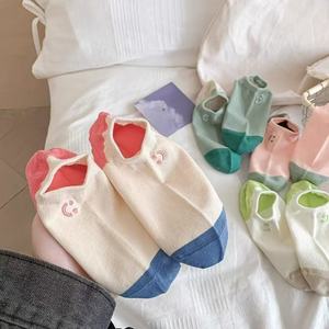 Calcetines Invisibles de Corte Bajo para Mujer, sin Costuras, con Bloques de Color, Antideslizantes, Absorbentes de Sudor, Estilo Juvenil - Product Image 1