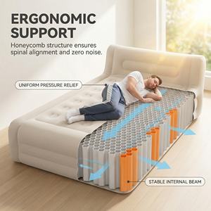 Kasur Angin Tiup PVC Custom dengan Lapisan Flocking, Portabel, Lipat, untuk Rumah, Dalam Ruangan, Luar Ruangan, Berkemah, Dilengkapi Pompa Bawaan - Product Image 2