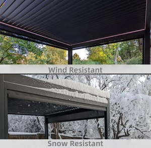 <span class=keywords><strong>Pergola</strong></span> électrique en aluminium - Structure extérieure à fermeture automatique avec capteur de pluie <span class=keywords><strong>pour</strong></span> <span class=keywords><strong>jardin</strong></span> et bord de piscine - Product Image 5