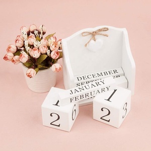 Blanc Mariage Bois Blocs <span class=keywords><strong>De</strong></span> L'avent Calendrier <span class=keywords><strong>de</strong></span> Bureau Perpétuel pour La Décoration <span class=keywords><strong>de</strong></span> Maison et <span class=keywords><strong>De</strong></span> Bureau - Product Image 6