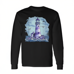 Camiseta de manga larga Lighthouse Seaside House con diseño de faro, vela, mar y playa - Product Image 2