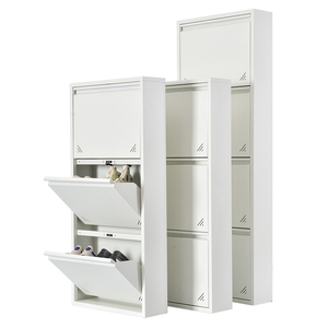 Meuble à chaussures moderne en métal et acier, étroit, à 3 tiroirs, avec système rabattable, pour la maison - Product Image 2