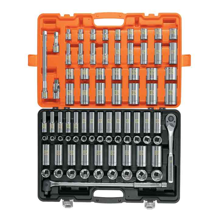 Truper 83-Piece Professional Grade Household Tool Set 1/2' Drive Standard and MM Polished Surface for Mechanics