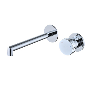 <span class=keywords><strong>Robinet</strong></span> de lavabo mural moderne de luxe en acier inoxydable à trou unique avec noyau de valve en céramique Bec rond et poignée circulaire - Product Image 2